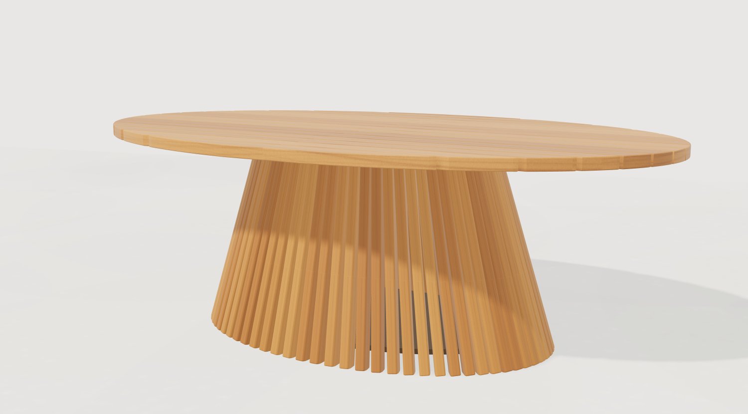 Teak oval table shown in the Ochi 3D configurator